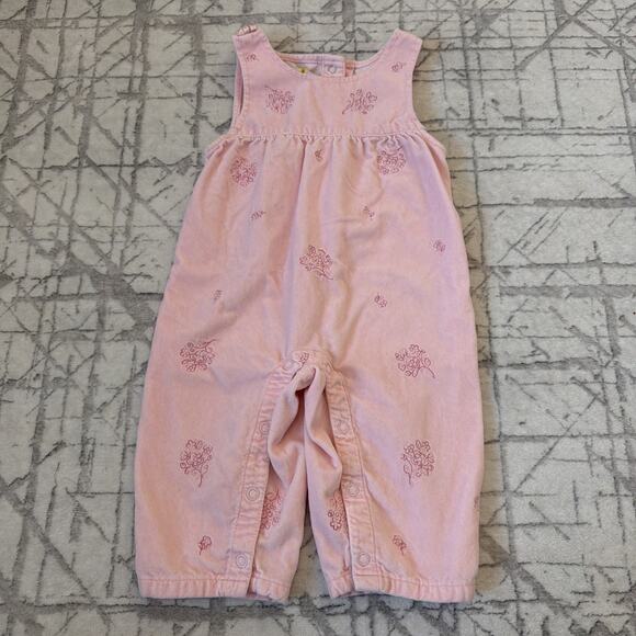 Sprockets Other - Sprockets Toddler Girls, Pink Velvet Jumpsuit Embroidered Flowers 12 Months Vtg